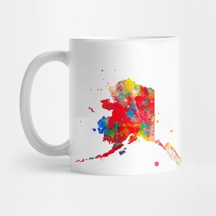 Alaska State Watercolor Map Painting - Red Mug